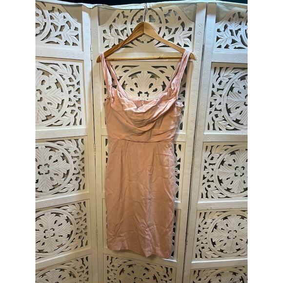 House of CB Micaela Blush Pink Draped Corset Midi Dress Size Large - Picture 3 of 8